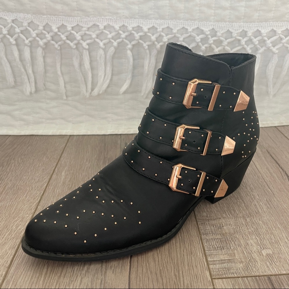 Black Studded Ankle Boots (Chloe style)